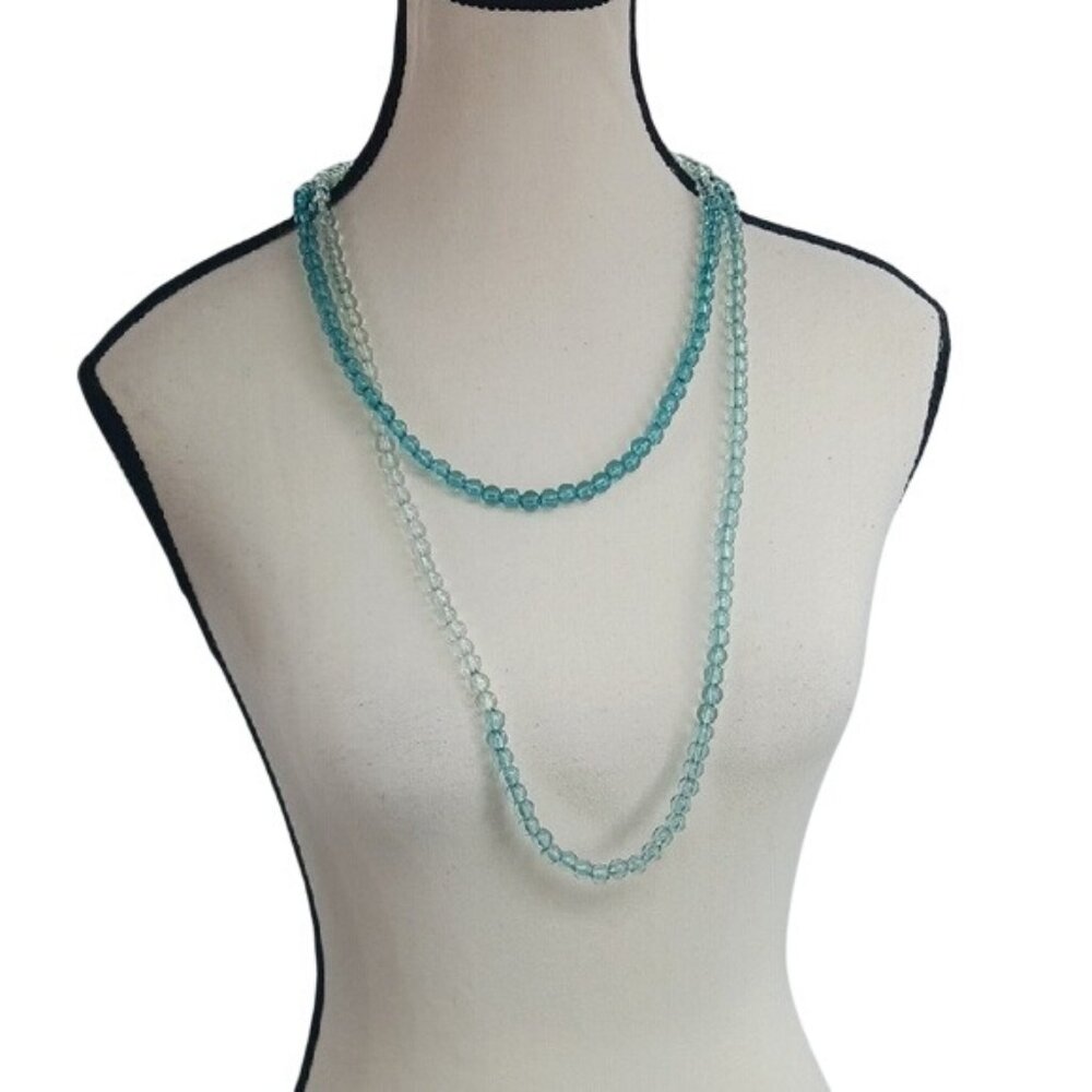 A New Day Necklace Two Piece Womens Blue Beaded Pullover Layered